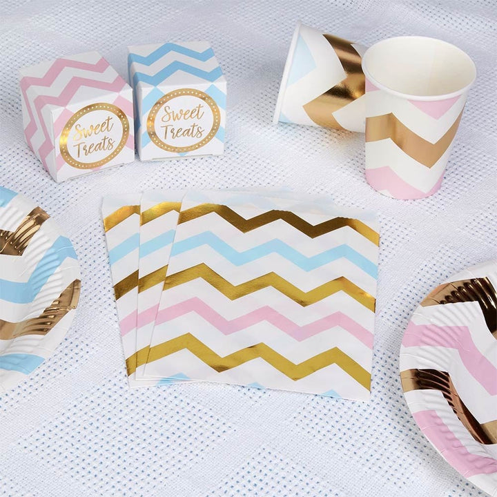 Pink blue and gold sweetie bags - Gold foil treat bags - Gender reveal party accessories -Favor bags-Goodie bags-Baby shower bags-Pack of 25