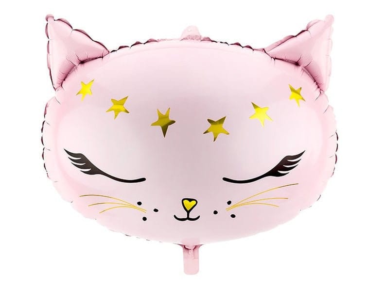 Cat Balloon - Pink Kitten Foil Balloon - Kitten Party Balloons - Meow Party - Kitty Cat Helium Balloon - Pink & Gold Balloon