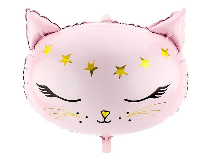 Cat Balloon - Pink Kitten Foil Balloon - Kitten Party Balloons - Meow Party - Kitty Cat Helium Balloon - Pink & Gold Balloon