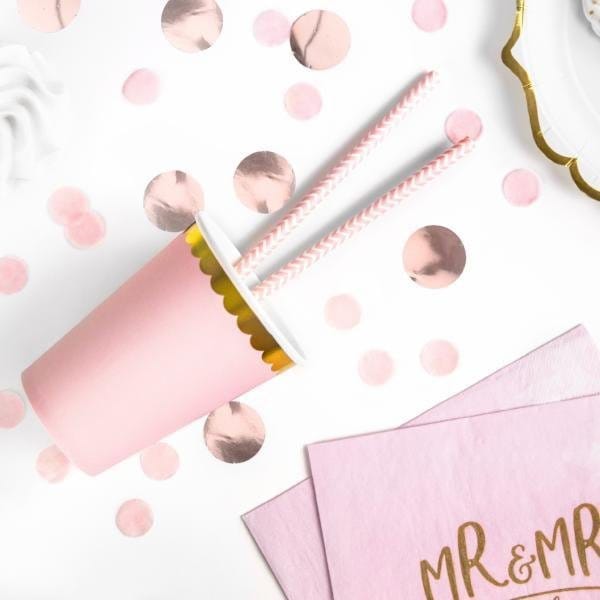 Pastel Pink and Gold Foil Paper Party Cups - Pack of 6