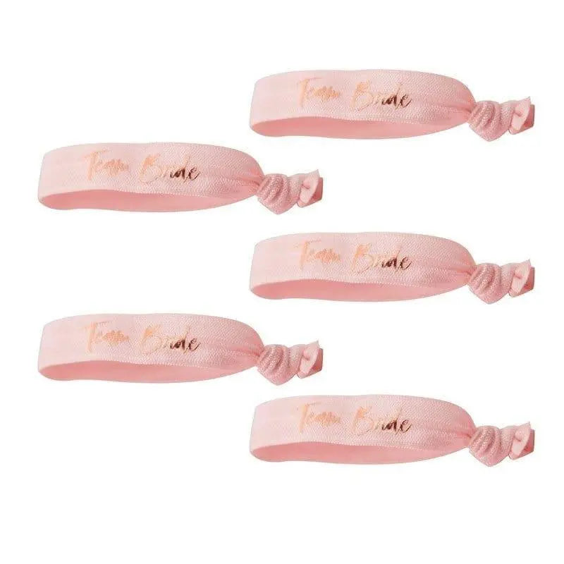 Team Bride Pink Wrist Bands - Pink and Rose Gold Hen Party Wrist Bands - Bachelorette Wrist Bands - Pack of 5
