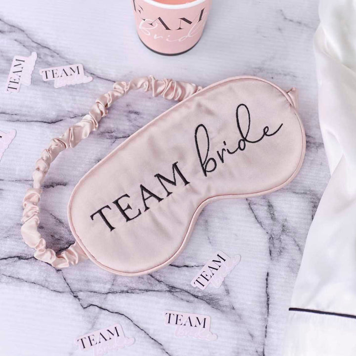 Team Bride Sleep Mask - Pink Satin Embroidered Team Bride Sleep Mask - Eye Mask - Bridal Gift - Bridesmaid Proposal - Hen Party Sleep Mask
