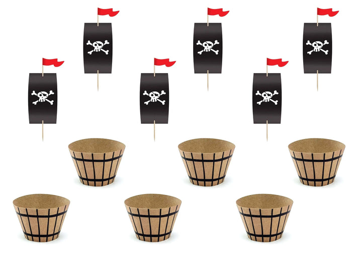 Pirate Cupcake Kit - Pirate Cupcake Toppers - Pirate Cupcake Wrappers - Pirate Ship - Pirate Cake Decorations - Birthday Party Decorations