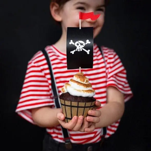 Pirate Cupcake Kit - Pirate Cupcake Toppers - Pirate Cupcake Wrappers - Pirate Ship - Pirate Cake Decorations - Birthday Party Decorations