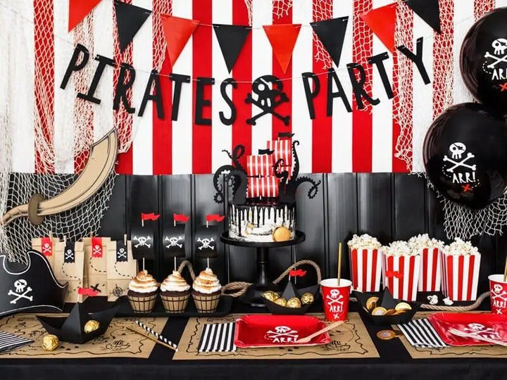 Pirate Party Treat Bags - Kraft Paper Pirates Party Bags - Birthday Party Loot Bags - Kids Party - Pack of 6