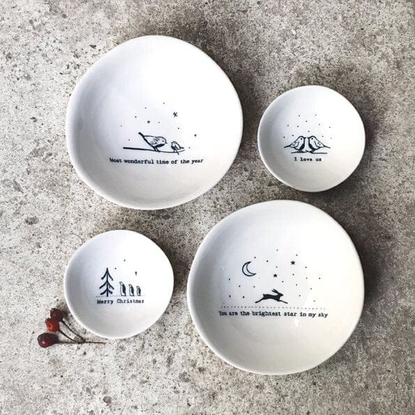 Porcelain Bowl - Tiny Merry Christmas Trinket Bowl - Christmas Decor - Small Christmas Gift - Christmas Tree - Penguins - Small item Storage