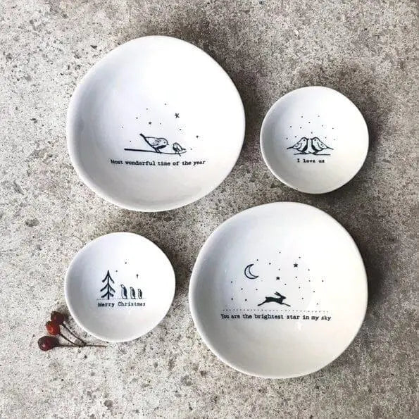 Porcelain Bowl - Tiny Merry Christmas Trinket Bowl - Christmas Decor - Small Christmas Gift - Christmas Tree - Penguins - Small item Storage
