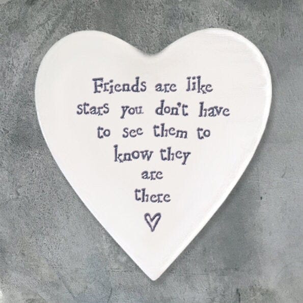 Porcelain Heart Coaster - Friends Are Like Stars - Birthday Present - Gift For Friend - Friendship Gifts-East Of India