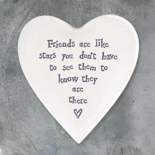 Porcelain Heart Coaster - Friends Are Like Stars - Birthday Present - Gift For Friend - Friendship Gifts-East Of India