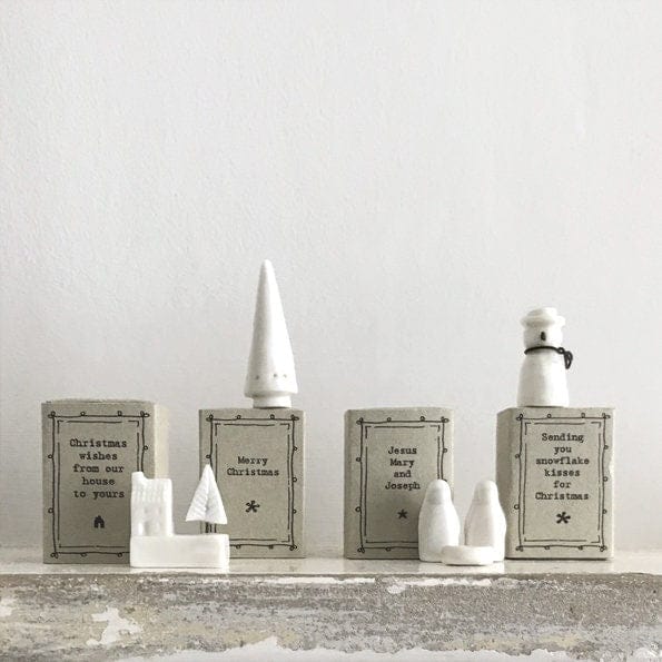 Porcelain House Matchbox Gift - Christmas Wishes From Our House To Yours - Gift For Friend Or Loved One -Mini White Porcelain-East Of India