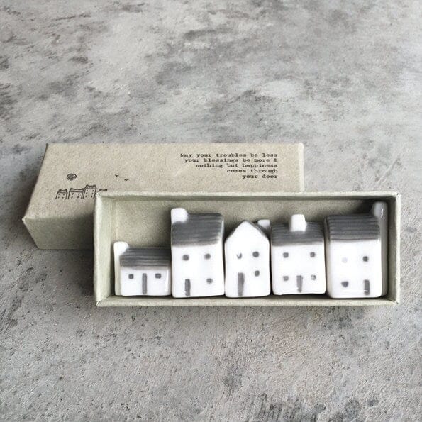 Porcelain Mini Houses Gift - Street In A Box - Keepsake Gift-Boxed Thinking Of You Gift-Small Porcelain Houses-Gift For Friend-East Of India