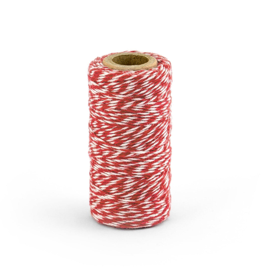 50m Red Bakers Twine - Red & White Striped Cotton String - Birthday Gift Wrap - Christmas Wrapping Accessories