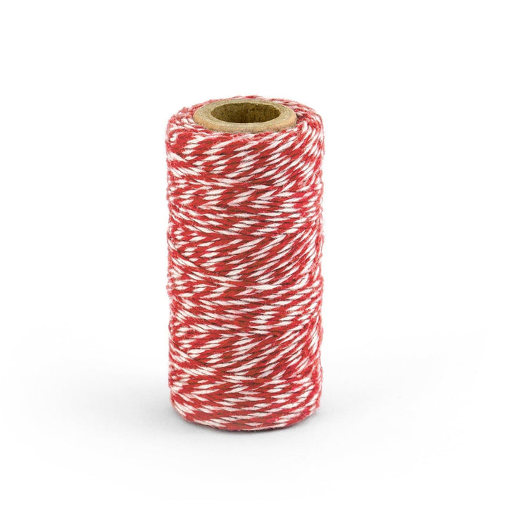 50m Red Bakers Twine - Red & White Striped Cotton String - Birthday Gift Wrap - Christmas Wrapping Accessories
