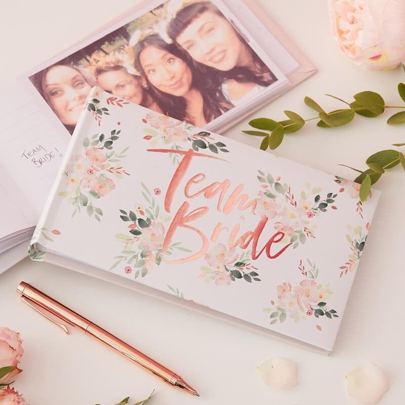Team Bride Photo Album - Rose Gold Floral Photo Album - Hen Party Photos