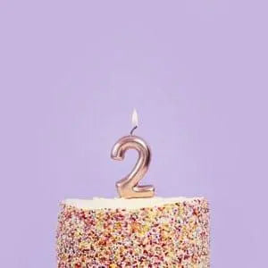 Rose Gold Number 2 Candle - Two Birthday Cake Candle - Age Candles - Rose Gold Party Decorations