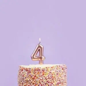 Rose Gold Number 4 Candle - Four Birthday Cake Candle - Age Candles - Rose Gold Party Decorations