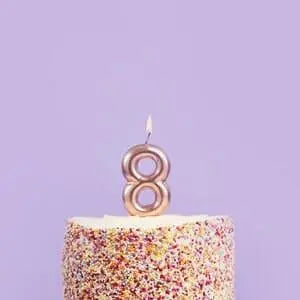 Rose Gold Number 8 Candle - Eight Birthday Cake Candle - Age Candles - Rose Gold Party Decorations
