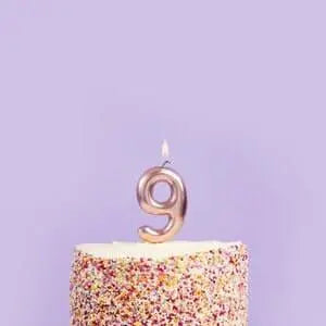 Rose Gold Number 9 Candle - Nine Birthday Cake Candle - Age Candles - Rose Gold Party Decorations