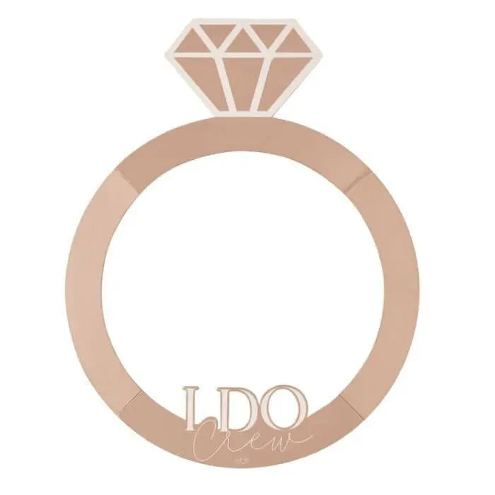 Rose Gold Hen Party Photo Booth Frame - Diamond Ring Photo Prop - Selfie Frame - I Do Crew Frame - Bridal Shower - Bachelorette Party