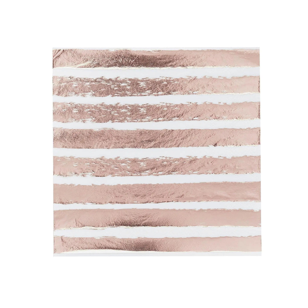 Rose Gold Stripe Paper Napkins-Rose Gold & White Paper Party Napkin-Party Tableware-Engagement Party-Baby Shower-Party Decoration-Pack of 20