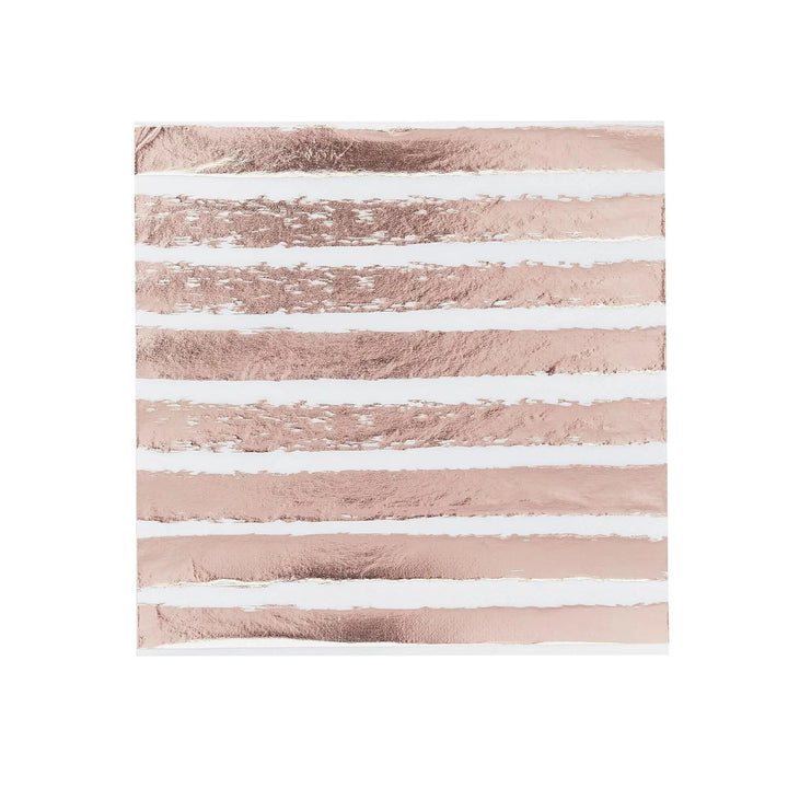 Rose Gold Stripe Paper Napkins-Rose Gold & White Paper Party Napkin-Party Tableware-Engagement Party-Baby Shower-Party Decoration-Pack of 20