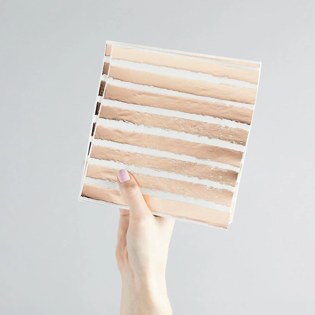 Rose Gold Stripe Paper Napkins-Rose Gold & White Paper Party Napkin-Party Tableware-Engagement Party-Baby Shower-Party Decoration-Pack of 20