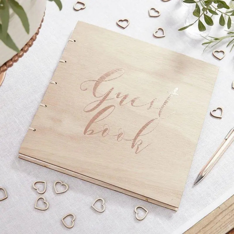 Wooden guest book - Rose gold wedding guest book - Beautiful Botanics guest book - Country wedding guest book - Wedding guest book -32 pages