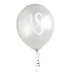 Silver 18th Birthday Balloons - Happy Birthday 18 Balloons - Silver & White Balloons - Party Decorations - Pack of 5