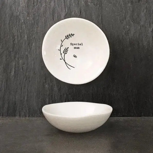 Porcelain Bowl - Tiny Trinket Bowl - Special Mum - Small Mother's Day Gift - Small Dish - Small Item Storage - East Of India