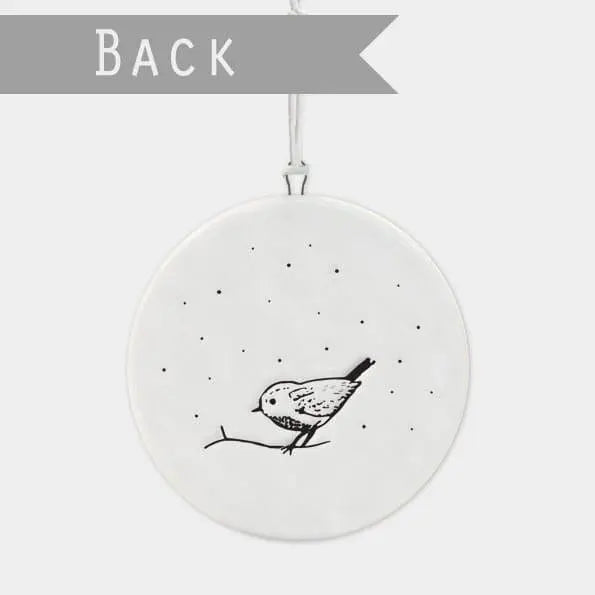 Porcelain Christmas Decoration - Small White Christmas Tree Decoration - It's The Most Wonderful Time Of The Year - Robins - Holiday Decor