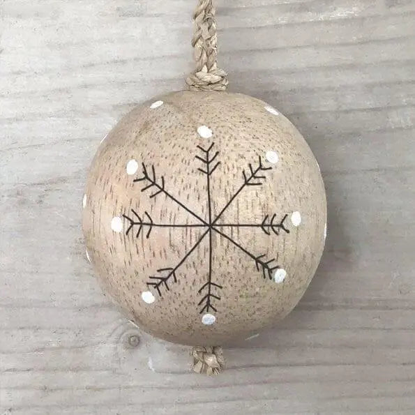 Small Wooden Christmas Decoration - Wooden snowflake bauble - Christmas Tree Decoration - Christmas Ornament - Holiday Decor