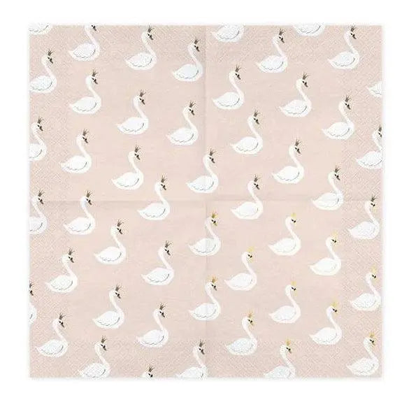 Swan Paper Napkins - Pink Paper Birthday Party Napkins - Blush Pink Decor - Baby Shower decor - Birthday Decorations - Pack of 20