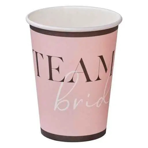 Team Bride Hen Party Paper Cups - Pink & Black Bridal Shower Party Cups - Hen Party Cups - Bachelorette Party Cups - Bridal Shower-Pack of 8