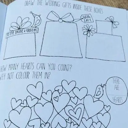 Wedding Activity & Colouring Book - Wedding Entertainment Books For Children - Kids Wedding Table Accessory - Rachel Ellen Designs