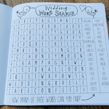 Wedding Activity & Colouring Book - Wedding Entertainment Books For Children - Kids Wedding Table Accessory - Rachel Ellen Designs