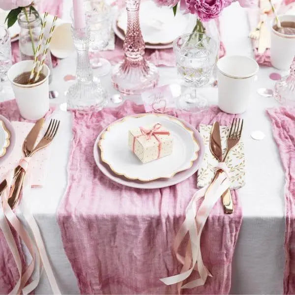 White Paper Party Cups With Gold Foiled Trim - Pack of 6