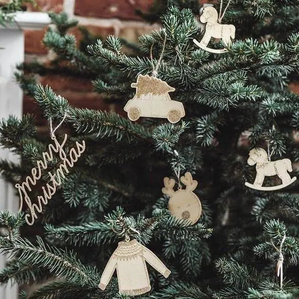 Wooden Christmas Decorations - Hanging Christmas Tree Decorations - Wooden Gift Tags - Table Decorations - Holiday Decor - Rustic Christmas